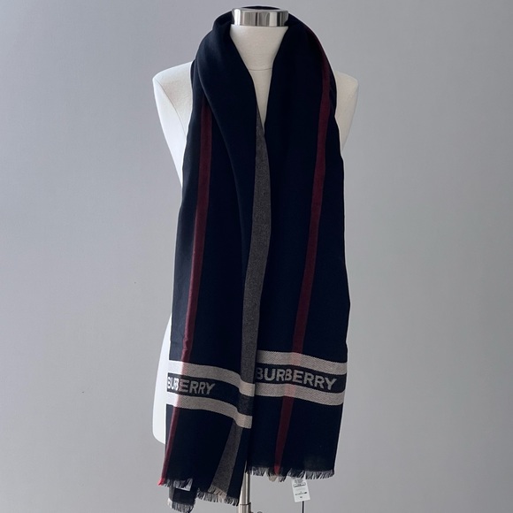 Burberry Gauze Stripe Scarf in Black - Picture 5 of 9